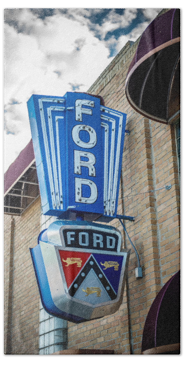 Ford Hand Towel featuring the photograph Vintage Ford Sign by Paul Freidlund