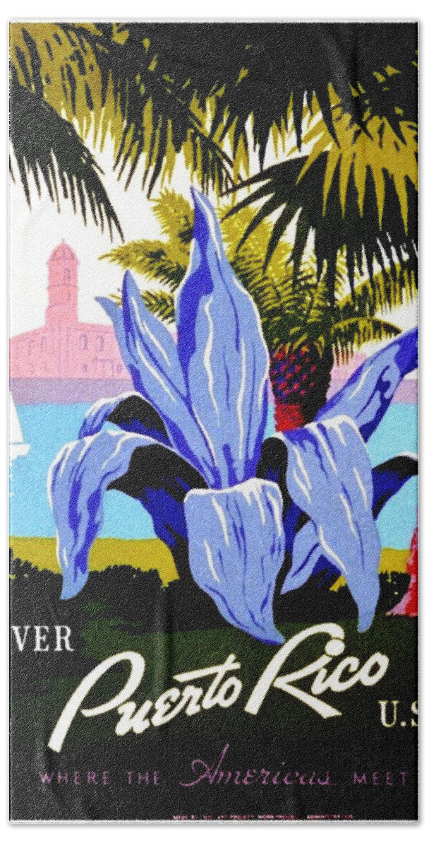 United States Bath Towel featuring the photograph Vintage Poster - Puerto Rico by Benjamin Yeager