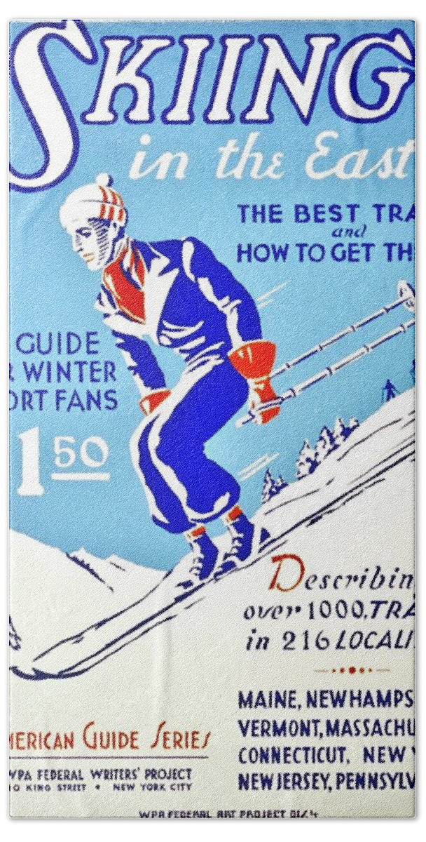 Vintage Bath Towel featuring the photograph Vintage Poster - Sports - Skiing by Benjamin Yeager