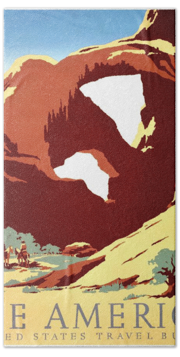 United States Bath Towel featuring the photograph Vintage Poster - Arches National Park by Benjamin Yeager