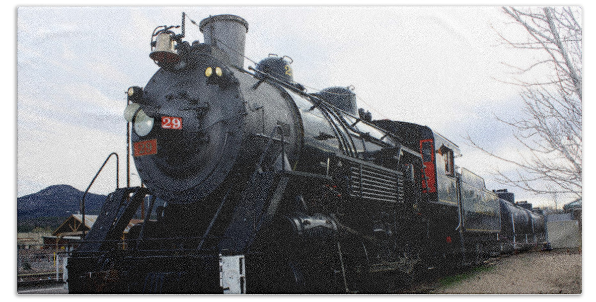Train Hand Towel featuring the digital art Vintage Railroad Steam Train #1 by Gravityx9 Designs