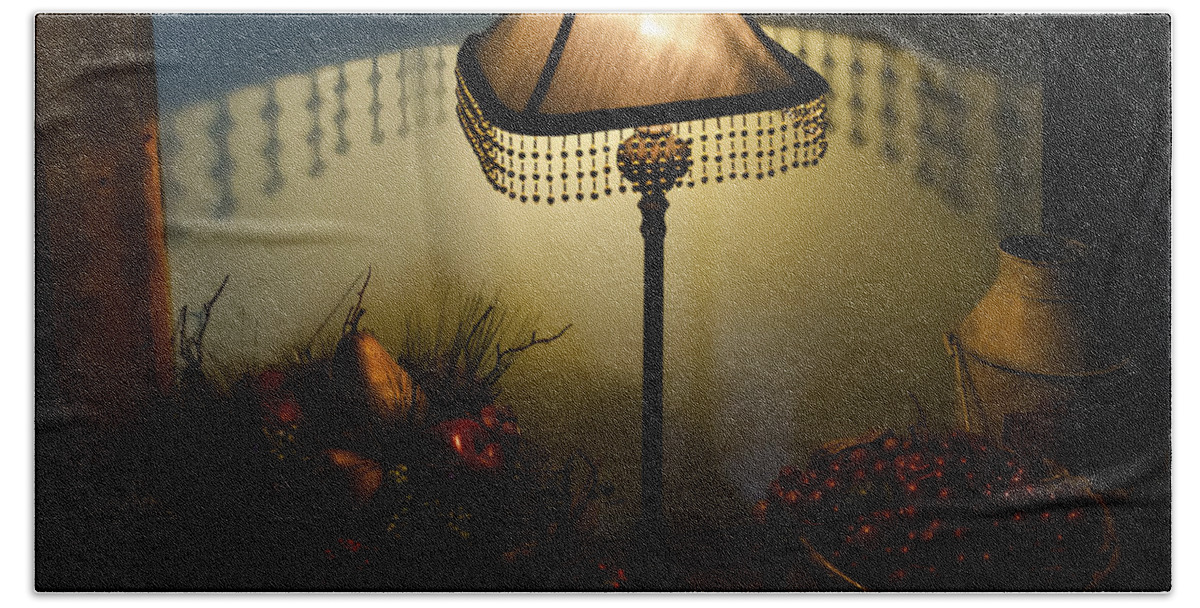 Vintage Still Life And Lamp Hand Towel featuring the photograph Vintage Still Life and Lamp by Greg Reed