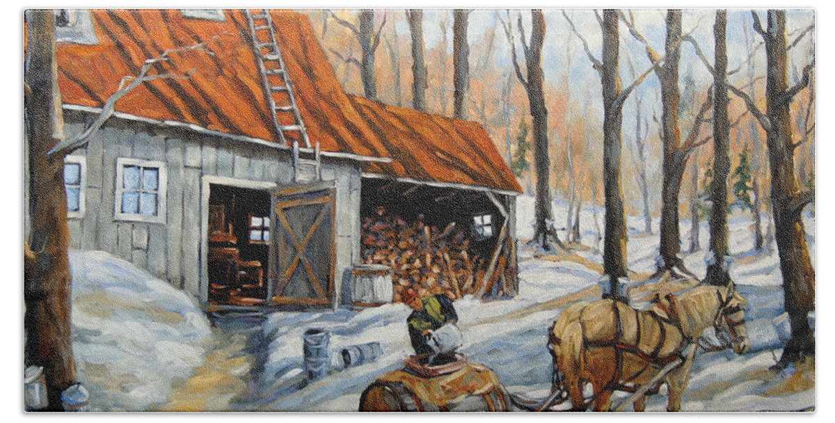 Landscape Hand Towel featuring the painting Vintage Sugar Shack by Prankearts by Richard T Pranke