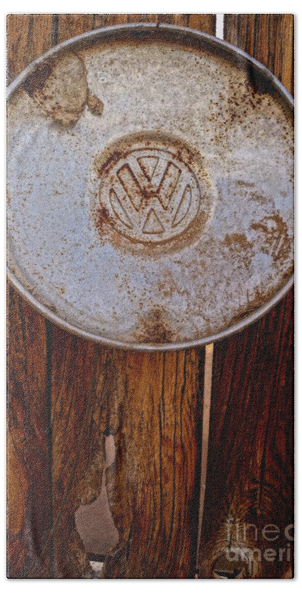 Vw Bath Towel featuring the photograph Vintage VW Hubcap by Kerri Mortenson