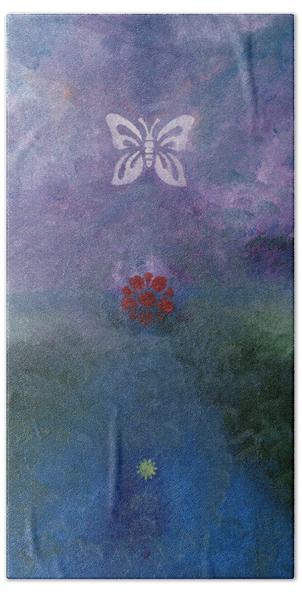 Butterfly Hand Towel featuring the painting Violet Sky by Jessica Rosen