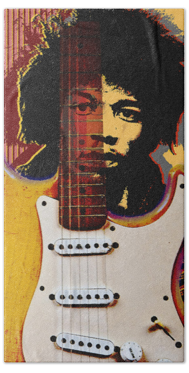  Jimi Hendrix Bath Towel featuring the digital art Jimi Hendrix Electric Guitarist by Larry Butterworth