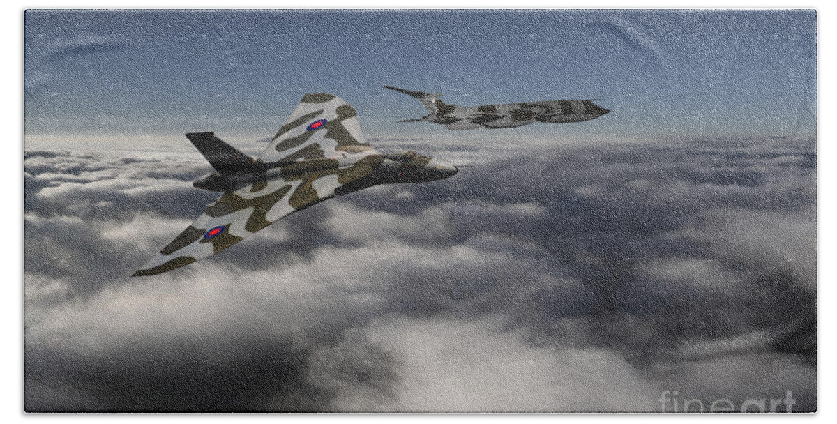 Avro Bath Towel featuring the digital art Vulcan and Victor by Airpower Art