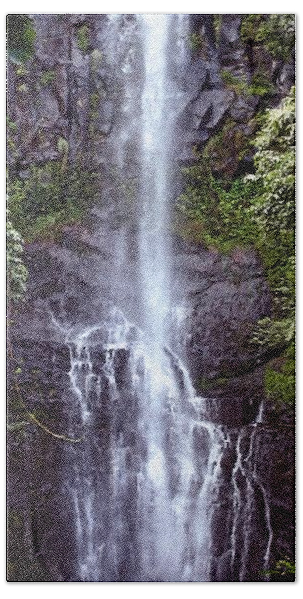 Falls Hand Towel featuring the photograph Wailua Falls Maui Hawaii by DJ Florek