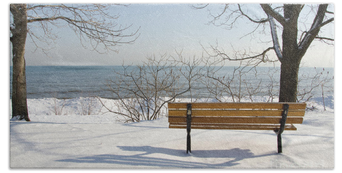 Bench Hand Towel featuring the photograph Waiting For Spring by Laurel Best
