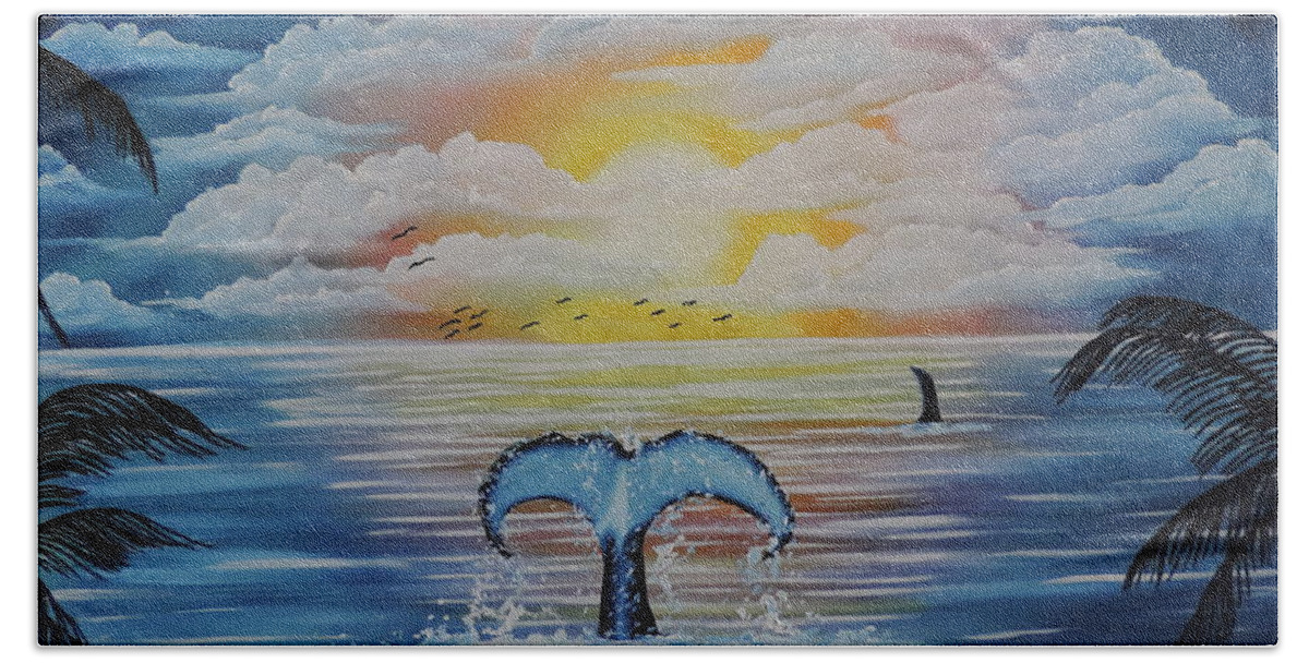 Ocean Bath Towel featuring the painting Wale Tales by Dianna Lewis