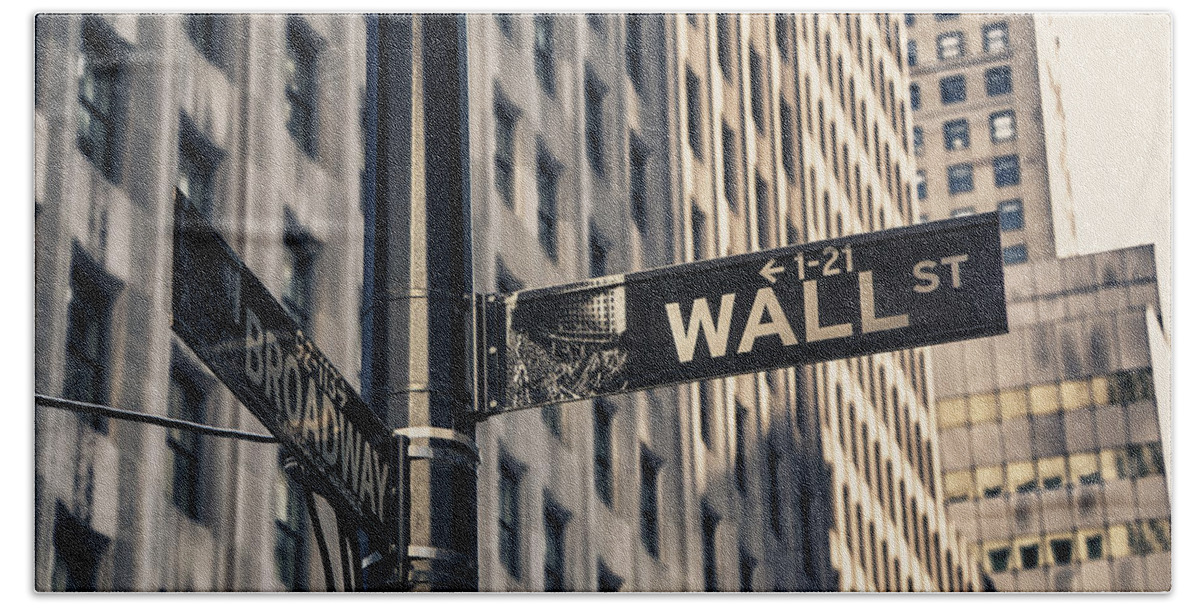 Wall Street Sign Hand Towel featuring the photograph Wall Street Sign by Garry Gay