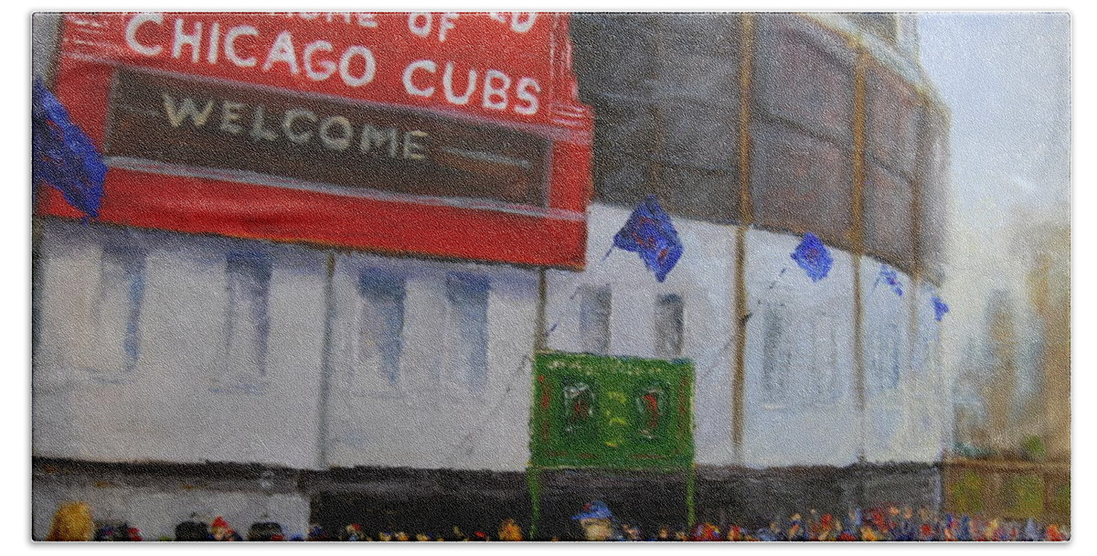 Chicago Hand Towel featuring the painting Want Two?? by Will Germino