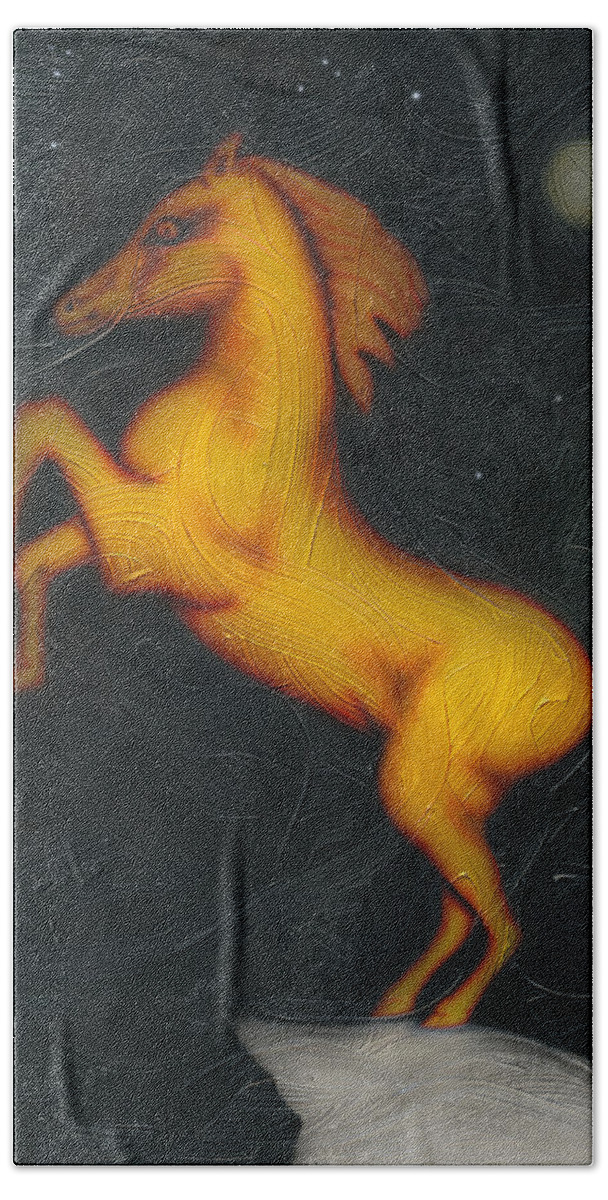 Horse Hand Towel featuring the painting War Horse. by Kenneth Clarke