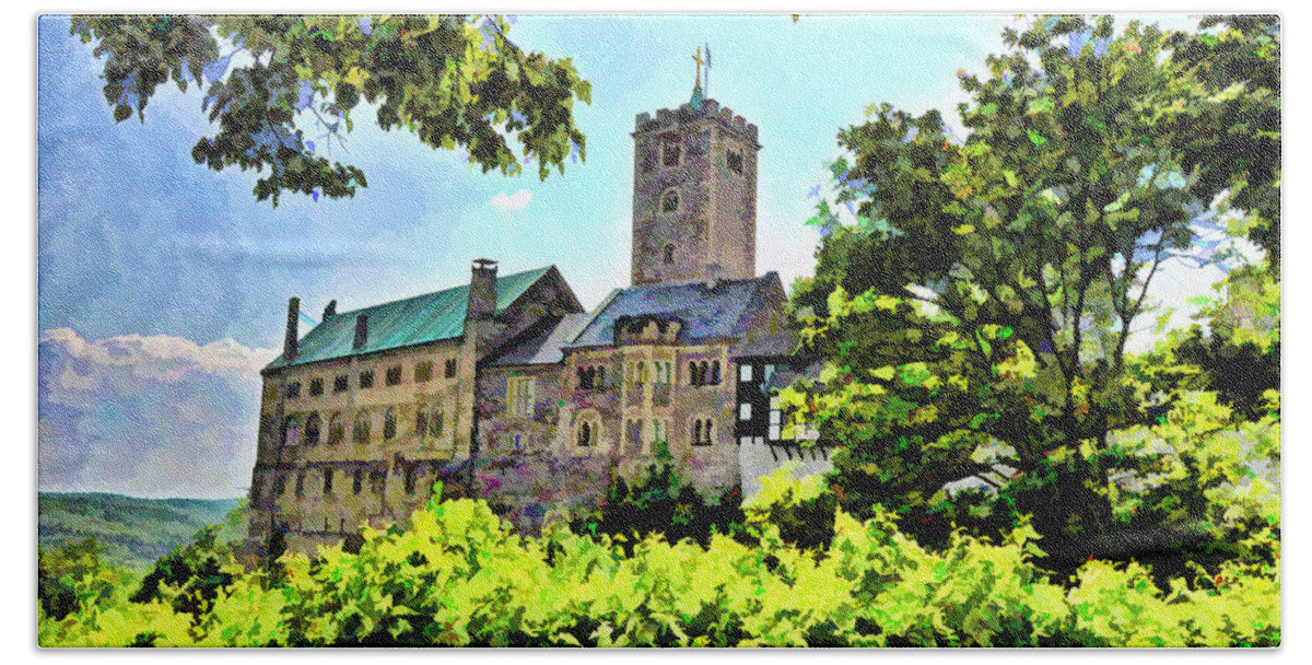 Wartburg Castle Bath Towel featuring the photograph Wartburg Castle - Eisenach Germany - 1 by Mark Madere