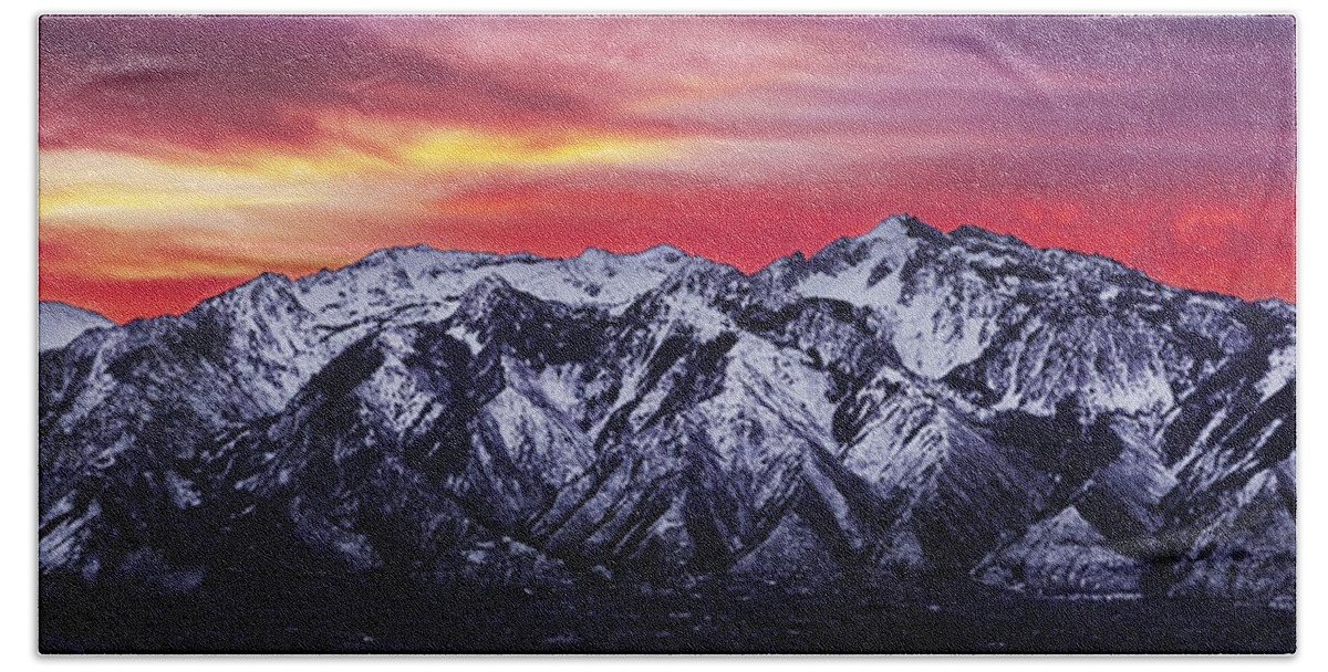 Sky Hand Towel featuring the photograph Wasatch Sunrise 3x1 by Chad Dutson