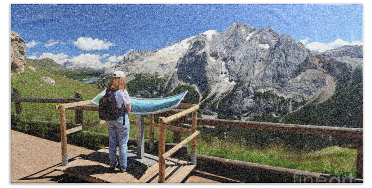 Adult Hand Towel featuring the photograph watching Marmolada mount by Antonio Scarpi