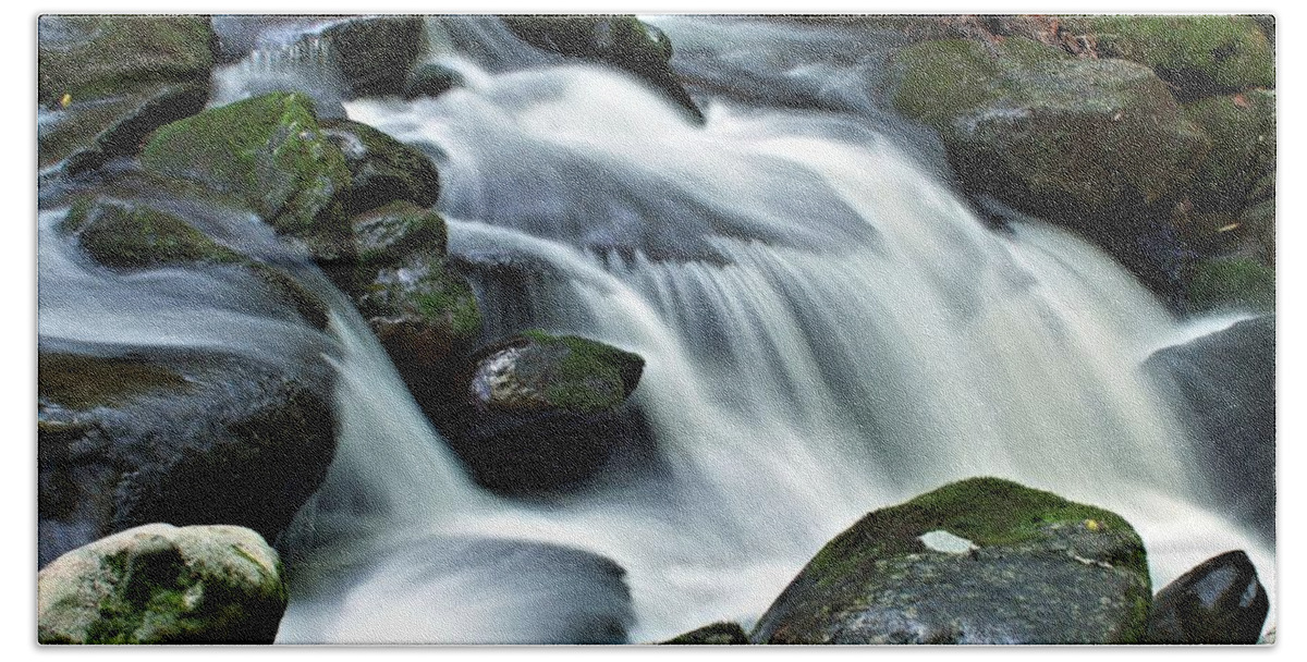 Great Smoky Mountains Bath Towel featuring the photograph Water FlowsThrough the Mountains by Carol Montoya