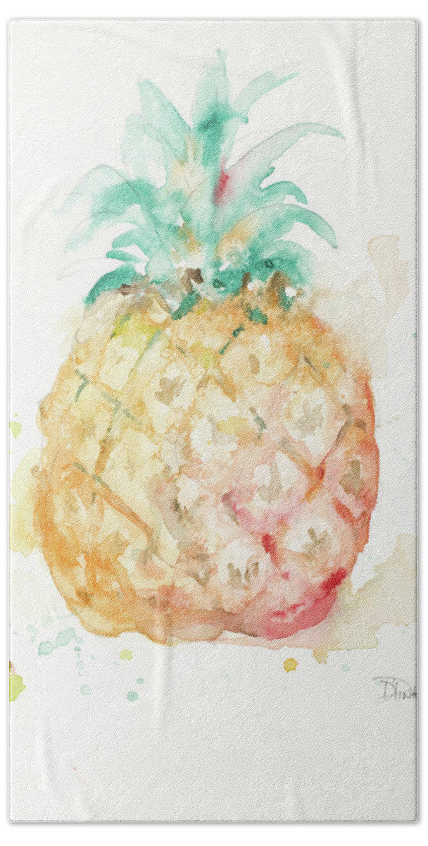 Water Hand Towel featuring the painting Water Pineapple by Patricia Pinto
