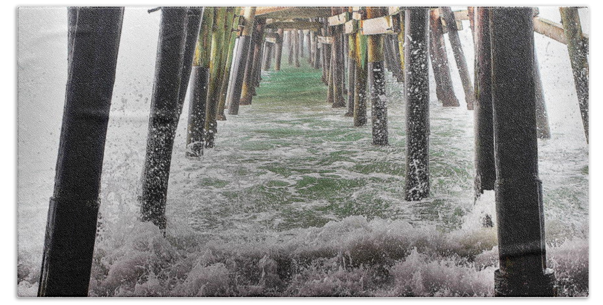 Under A Pier Bath Towel featuring the photograph Water Under the Pier by Richard Cheski