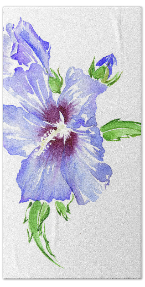 Beauty In Nature Bath Towel featuring the painting Watercolor Painting Of Hibiscus by Ikon Images