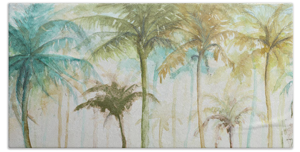 Watercolor Hand Towel featuring the painting Watercolor Palms by Patricia Pinto