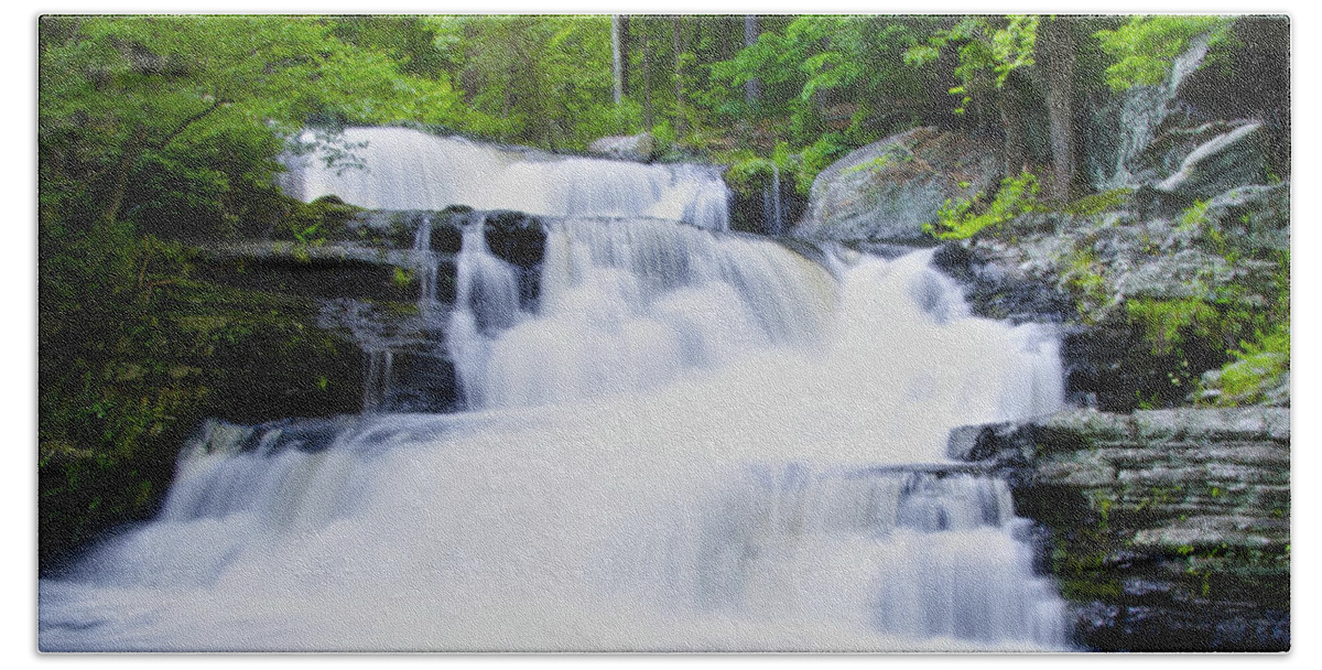 Waterfall Bath Sheet featuring the photograph Waterfall in the Pocono Mountains by Bill Cannon