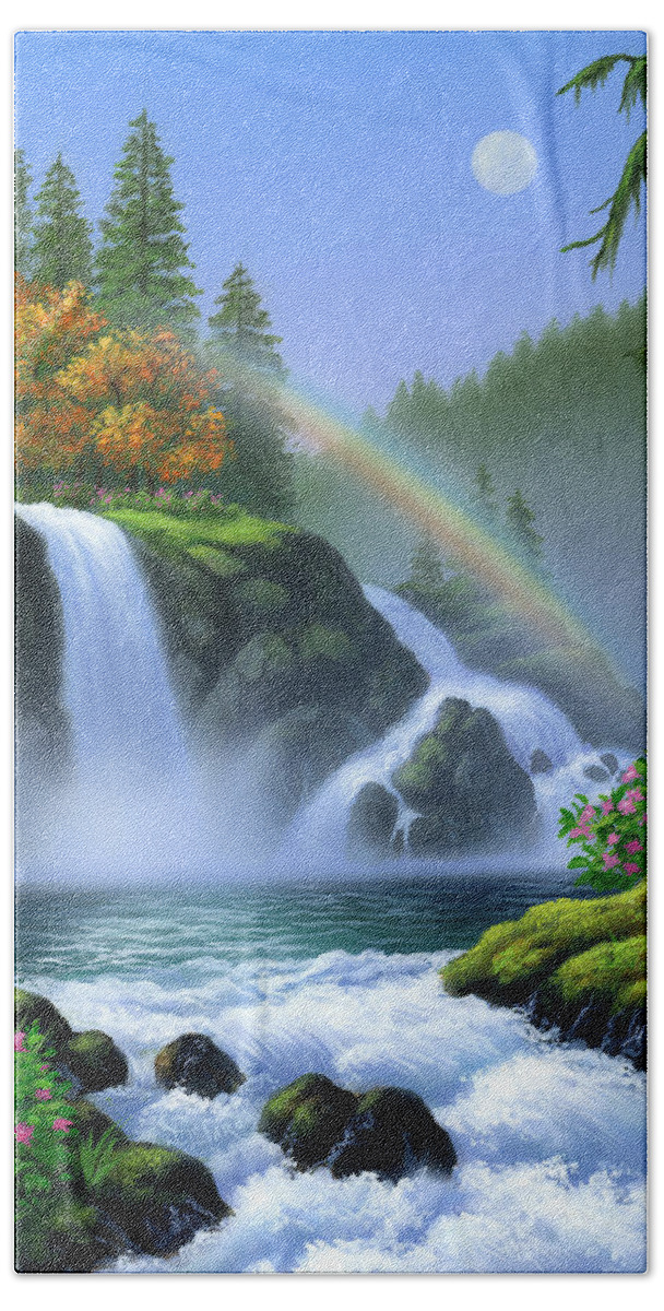 Waterfall Bath Sheet featuring the painting Waterfall by Jerry LoFaro