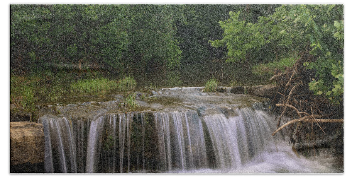 Tim Fitzharris Bath Towel featuring the photograph Waterfall Lee Creek Ozarks Arkansas by Tim Fitzharris