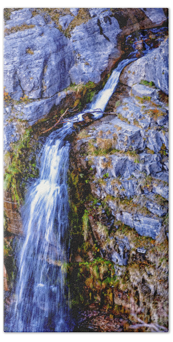 Waterfall Bath Towel featuring the photograph Waterfall-Mt Timpanogos by David Millenheft