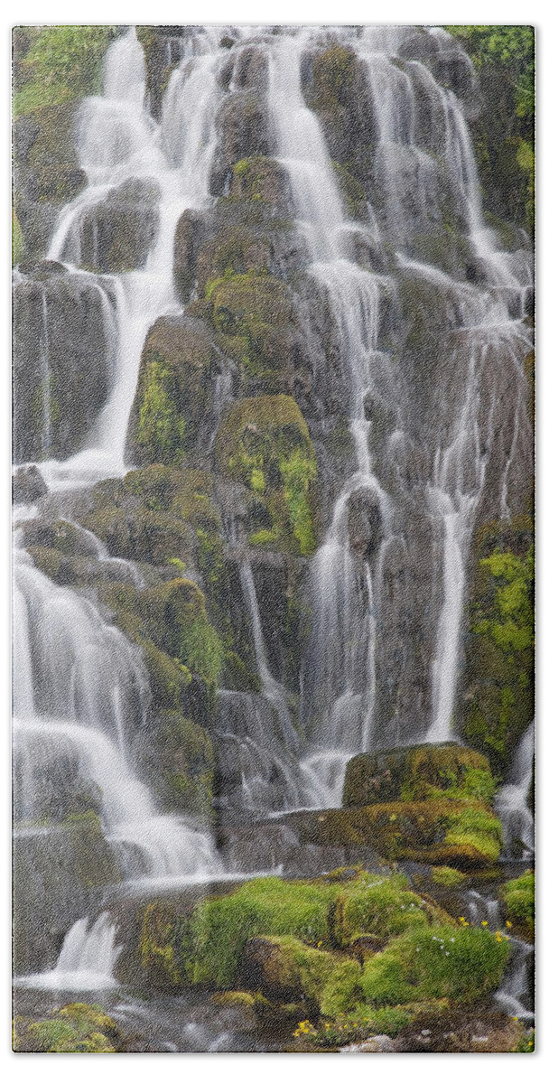 Flpa Bath Towel featuring the photograph Waterfall On Isle Of Skye Scotland by Bill Coster