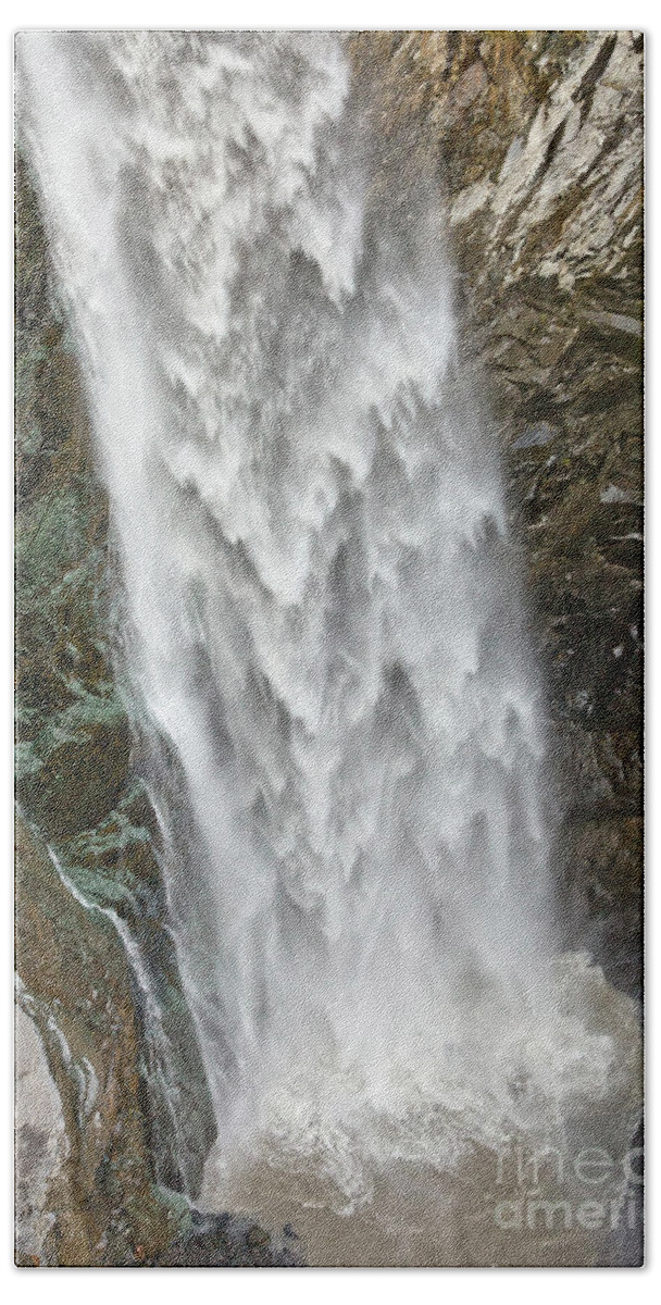 00559219 Hand Towel featuring the photograph Waterfall in Rocky Mountains by Yva Momatiuk John Eastcott