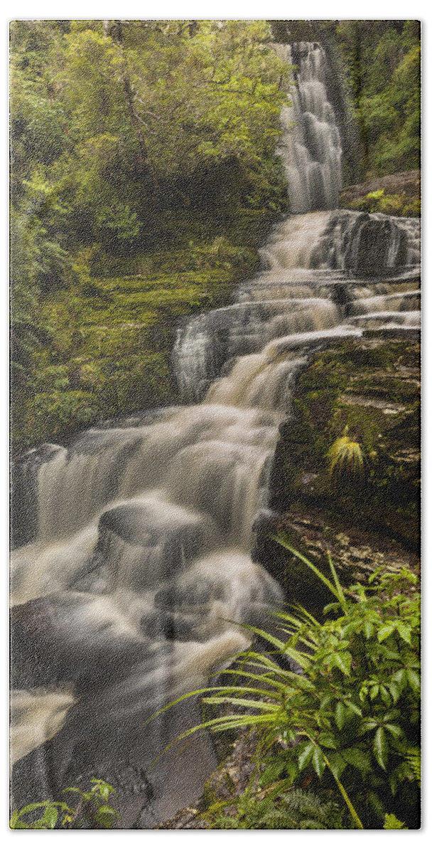 Colin Monteath Hand Towel featuring the photograph Waterfalls After Rain Mcleans Falls by Colin Monteath