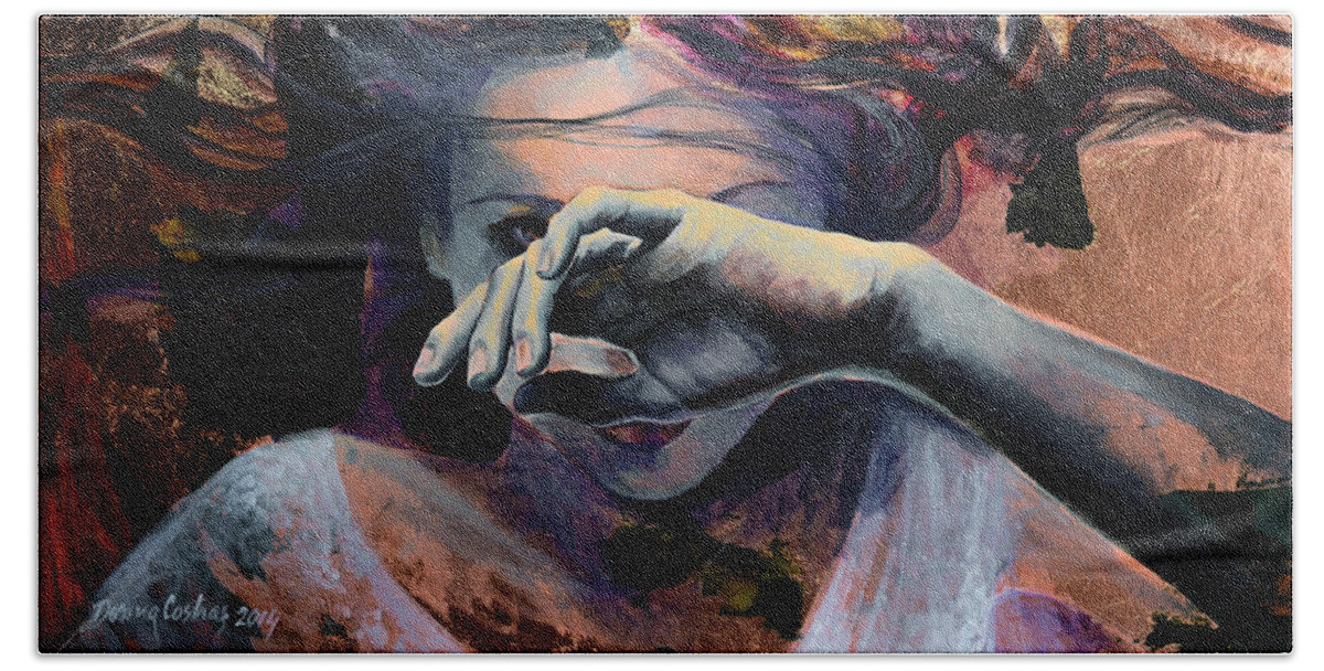Fantasy Bath Towel featuring the painting Wavering... by Dorina Costras