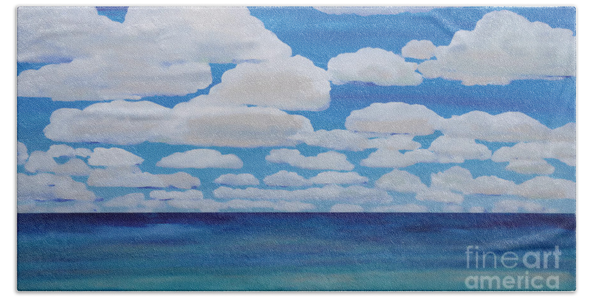 Sky Bath Towel featuring the painting Weightless by Shelley Myers