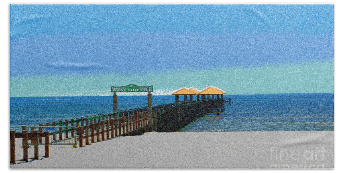 West Side Pier Hand Towel featuring the digital art West Side Pier Poster by Alys Caviness-Gober