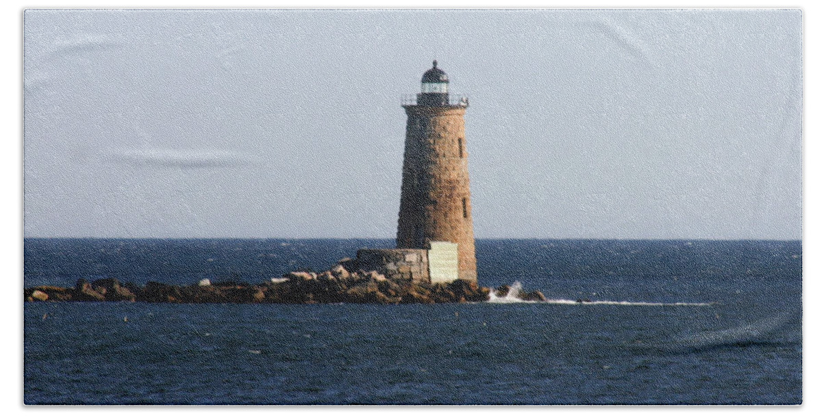 Whaleback Lighthouse Bath Sheet featuring the photograph Whaleback Lighthouse by Denyse Duhaime