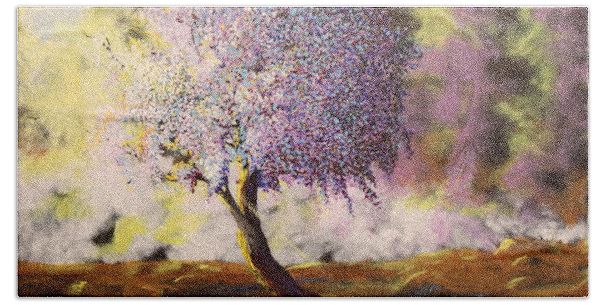 Impressionism Hand Towel featuring the painting What Dreams May Come Spirit Tree by Stefan Duncan