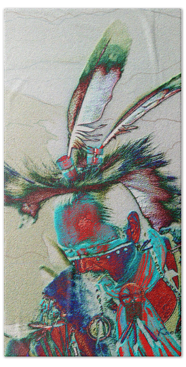 Powwow Dancer Hand Towel featuring the digital art Whistle Blower by Kae Cheatham