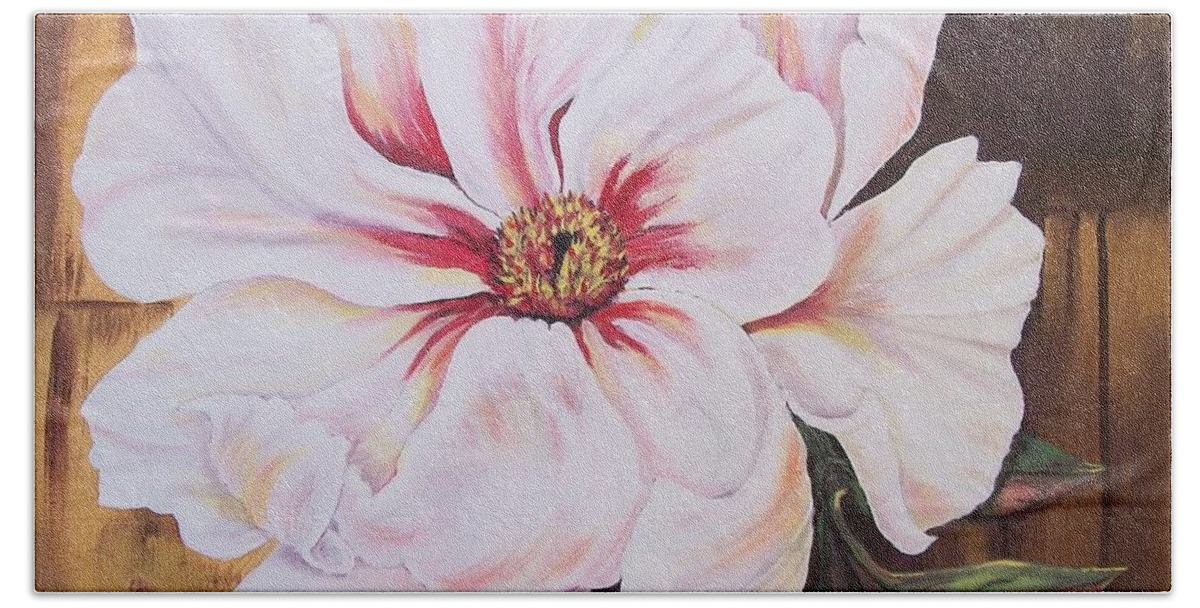 Flower Bath Towel featuring the painting White Beauty by Sharon Duguay