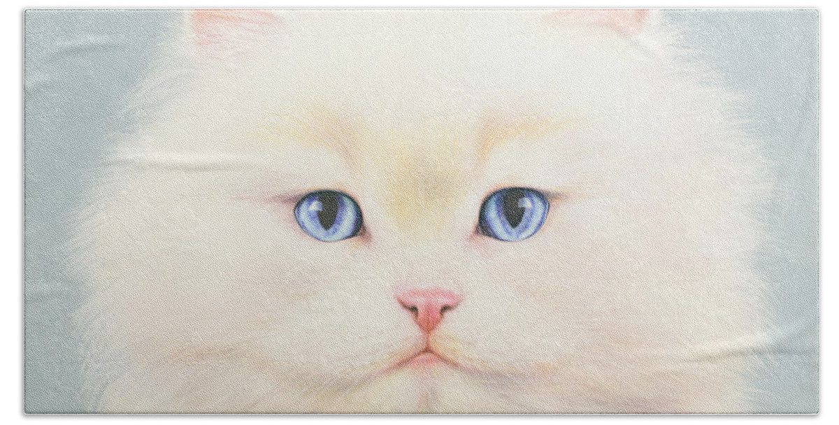 #faatoppicks Bath Towel featuring the photograph White Persian by MGL Meiklejohn Graphics Licensing
