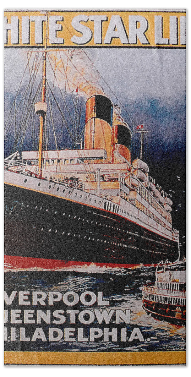 Titanic Bath Towel featuring the photograph White Star Line Poster 1 by Richard Reeve