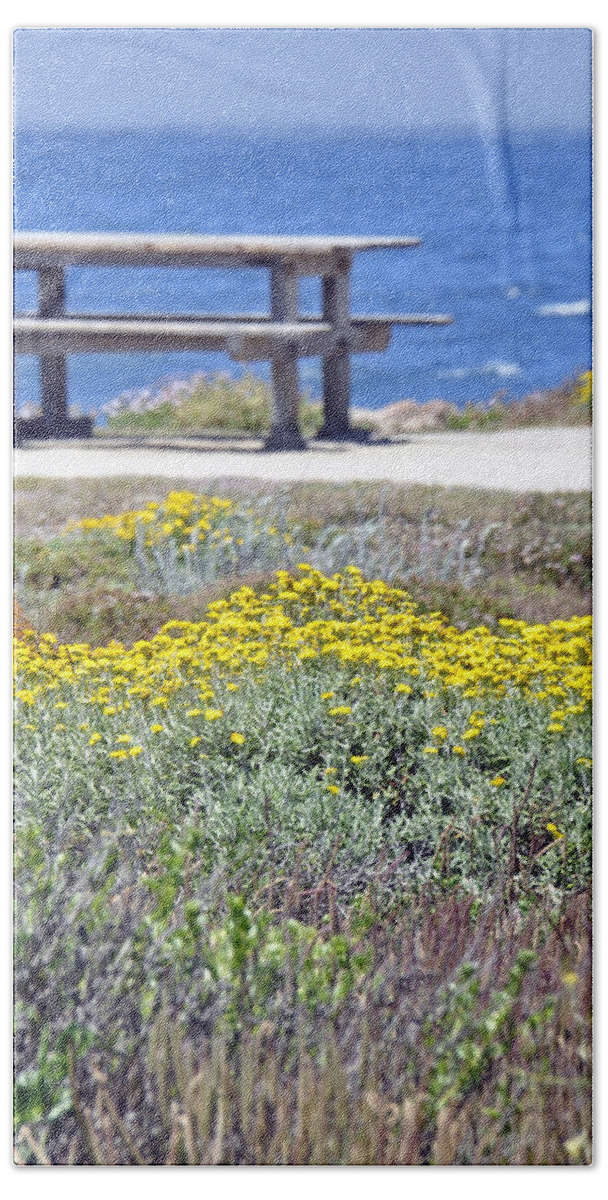 California Bath Towel featuring the photograph Wild Flowers along Pacific Coast Highway by Caroline Stella