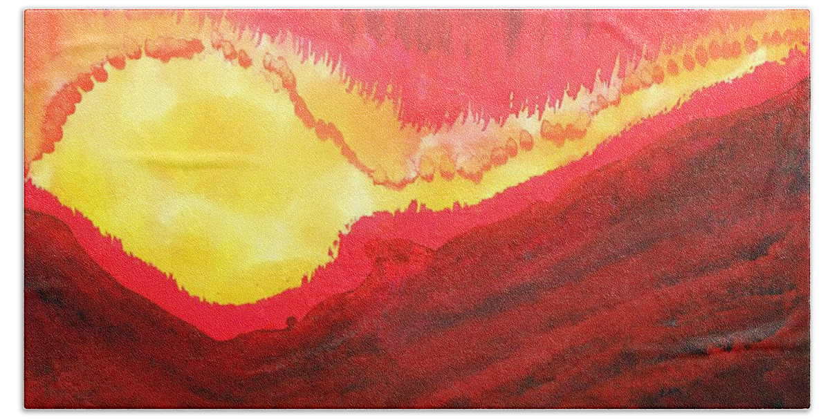 Fire Hand Towel featuring the painting Wildfire original painting by Sol Luckman