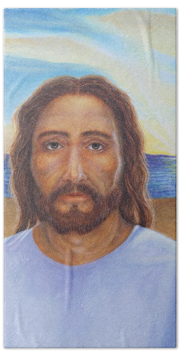 Jesus Hand Towel featuring the painting Will You Follow Me - Jesus by Michele Myers