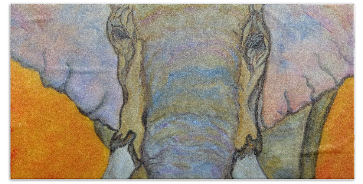 Elephant Bath Towel featuring the painting Wind and Fire - Fine Art Painting by Ella Kaye Dickey