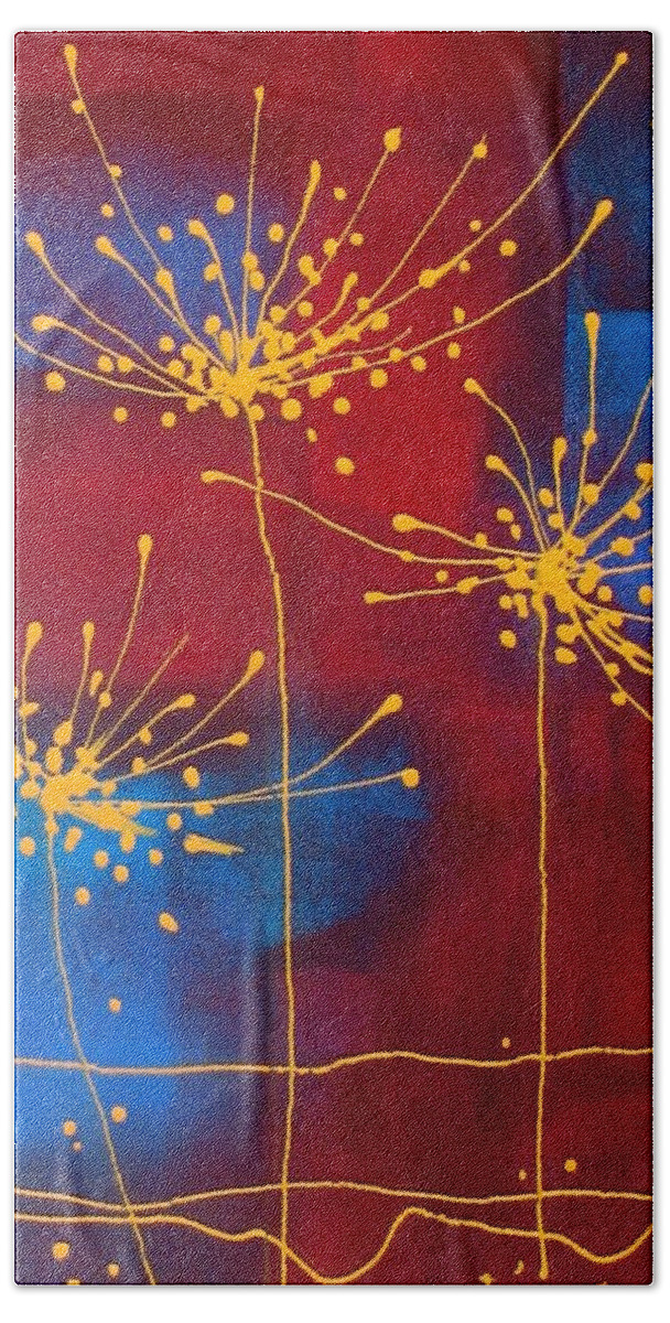 Floral And Foliage Bath Towel featuring the painting Wind Flowers by Louise Adams
