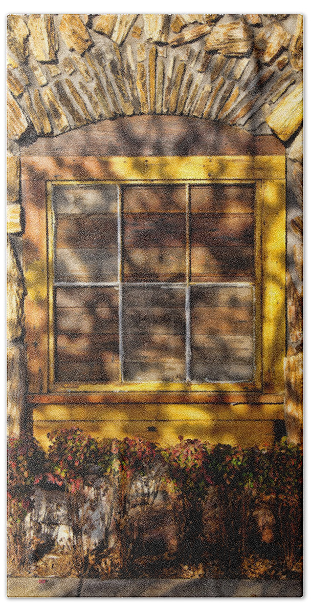 Window Hand Towel featuring the photograph Window at Babe's Chicken by Kathy Churchman