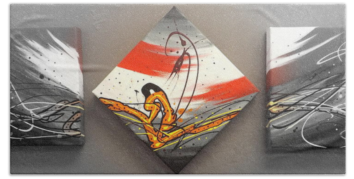 Windsurfer Bath Towel featuring the painting Windsurfer Spotlighted by Darren Robinson