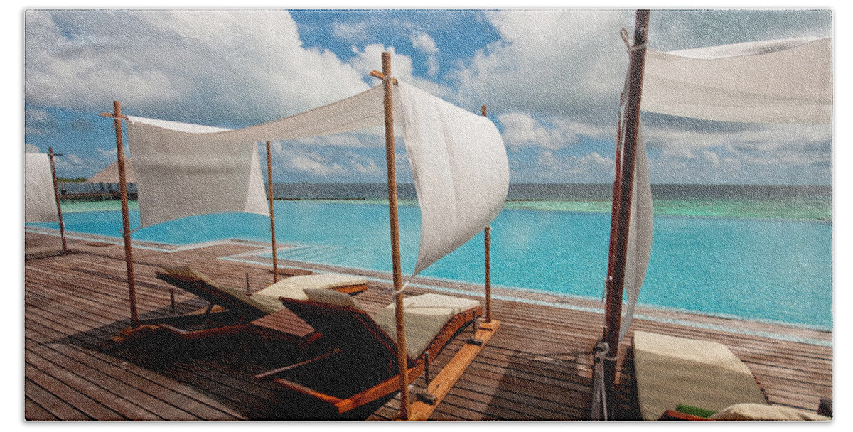 Jenny Rainbow Fine Art Photography Bath Towel featuring the photograph Windy Day at Maldives by Jenny Rainbow
