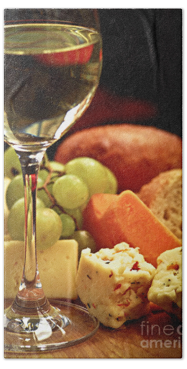 Cheese Hand Towel featuring the photograph Wine and cheese 3 by Elena Elisseeva